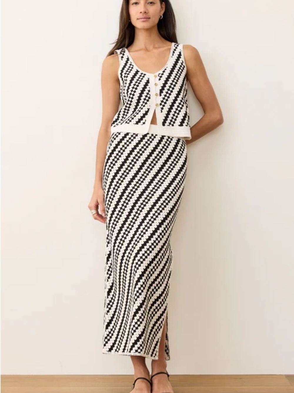 Sands Sweater Skirt- Cream/Black Stripe